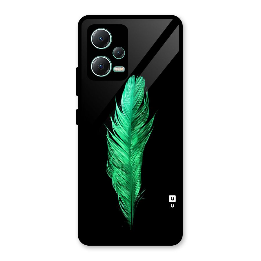 Beautiful Green Feather Glass Back Case for Redmi Note 12 5G