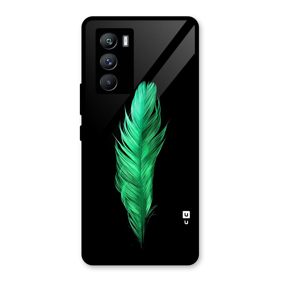 Beautiful Green Feather Glass Back Case for Vivo iQOO 9 SE