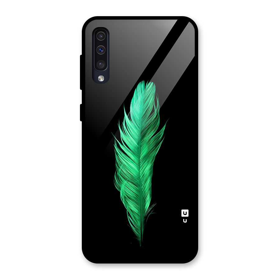 Beautiful Green Feather Glass Back Case for Galaxy A30s