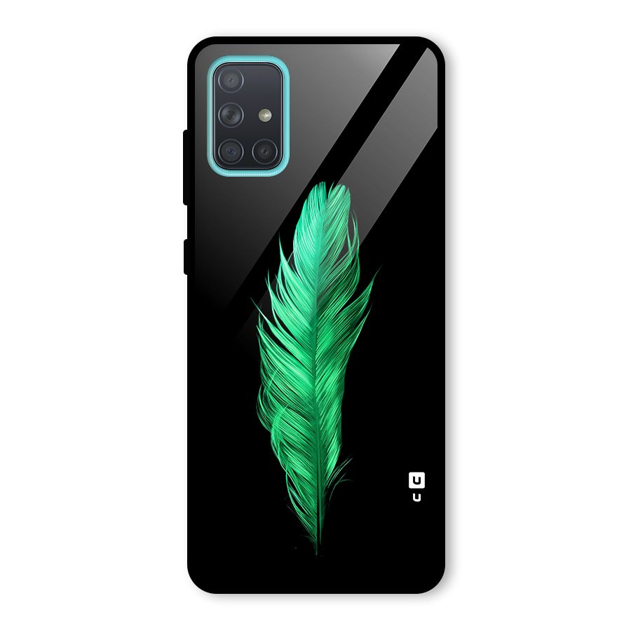 Beautiful Green Feather Glass Back Case for Galaxy A71