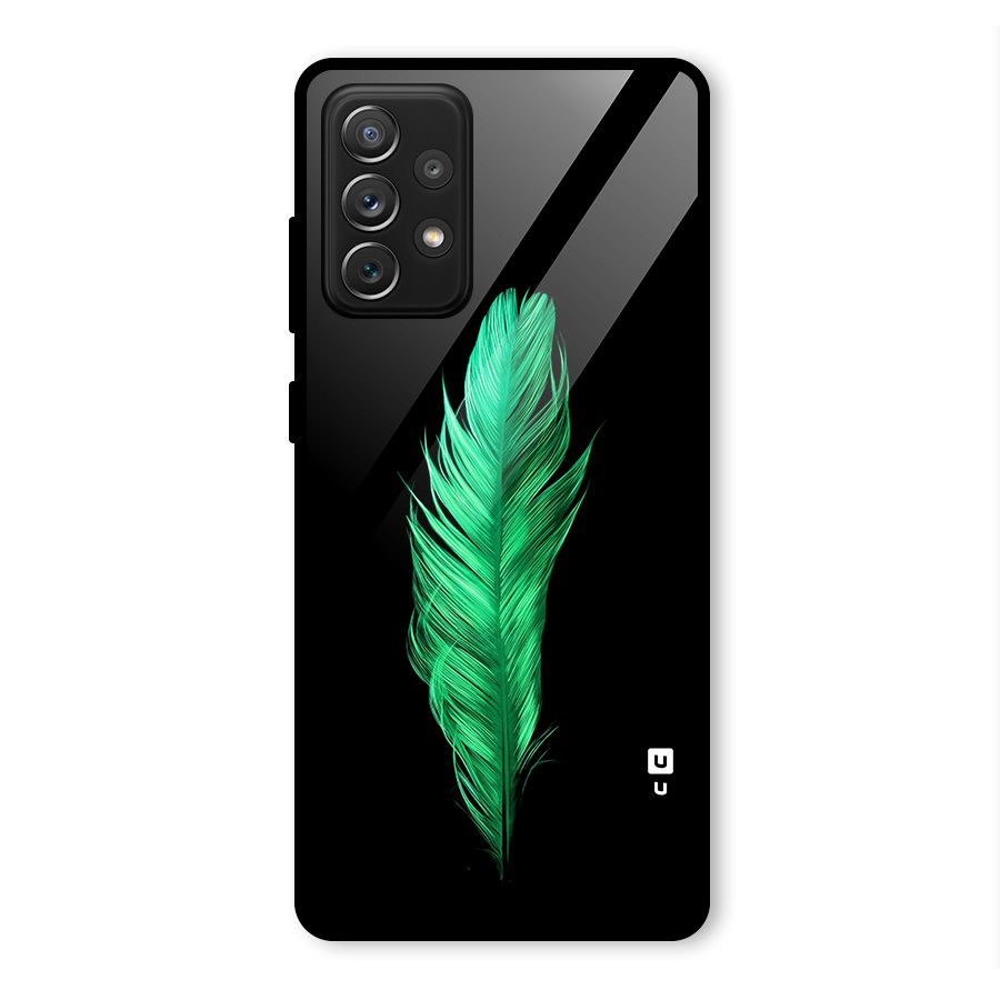 Beautiful Green Feather Glass Back Case for Galaxy A72