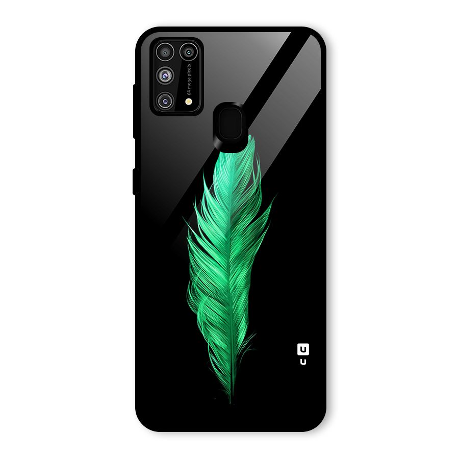 Beautiful Green Feather Glass Back Case for Galaxy F41