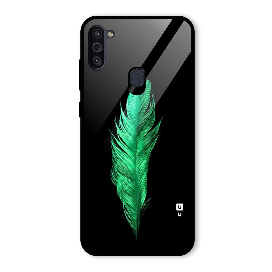 Beautiful Green Feather Glass Back Case for Galaxy M11