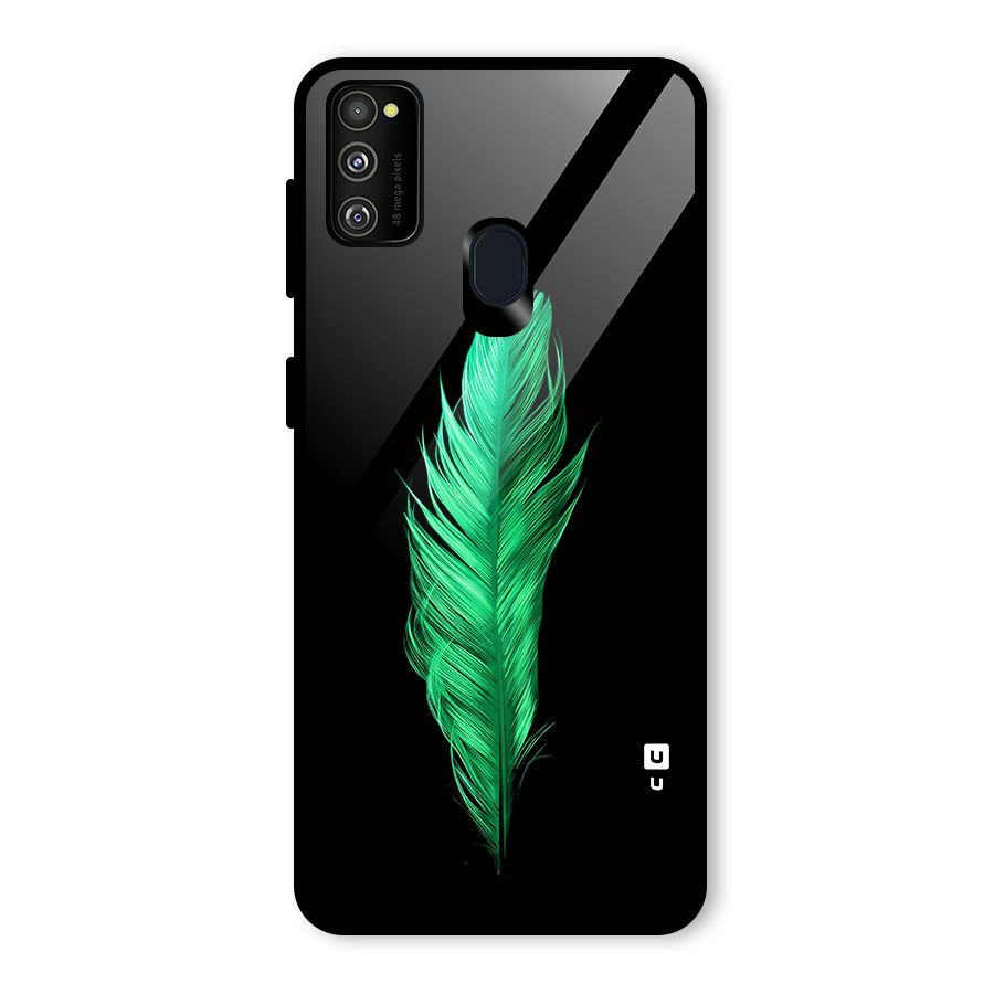 Beautiful Green Feather Glass Back Case for Galaxy M30s