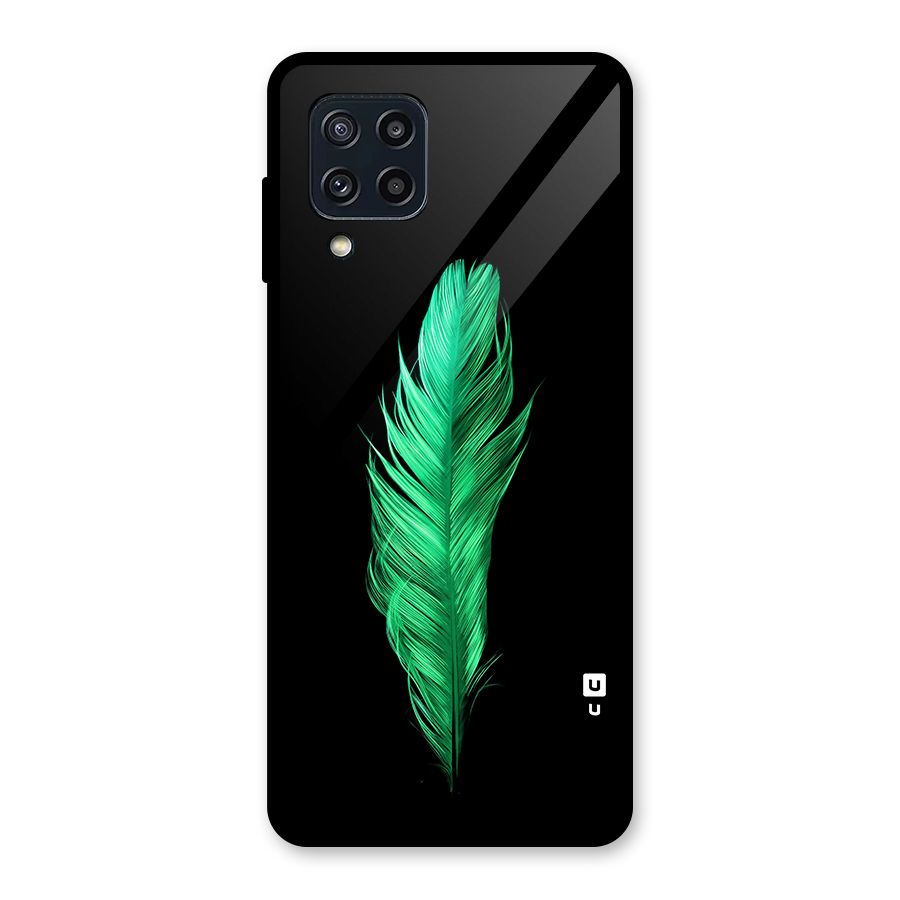 Beautiful Green Feather Glass Back Case for Galaxy M32