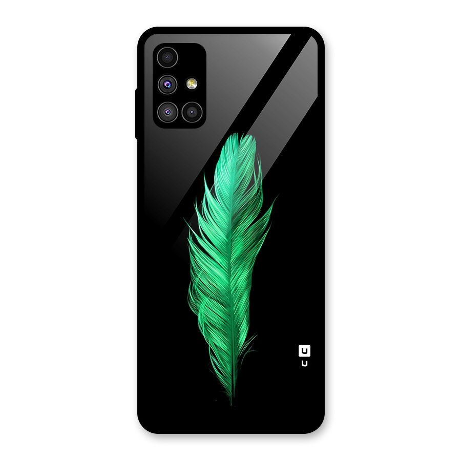 Beautiful Green Feather Glass Back Case for Galaxy M51