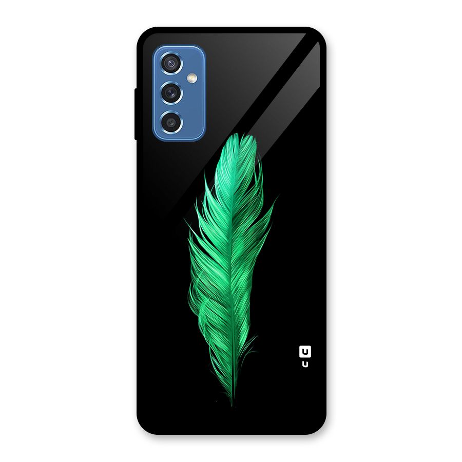 Beautiful Green Feather Glass Back Case for Galaxy M52 5G