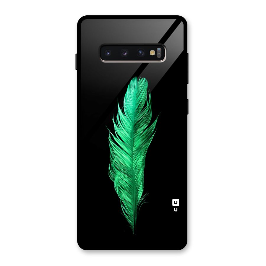 Beautiful Green Feather Glass Back Case for Galaxy S10 Plus