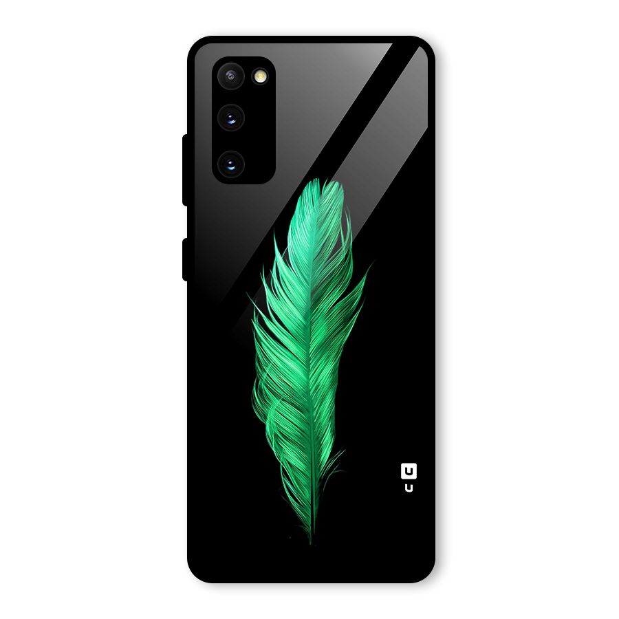 Beautiful Green Feather Glass Back Case for Galaxy S20 FE 5G