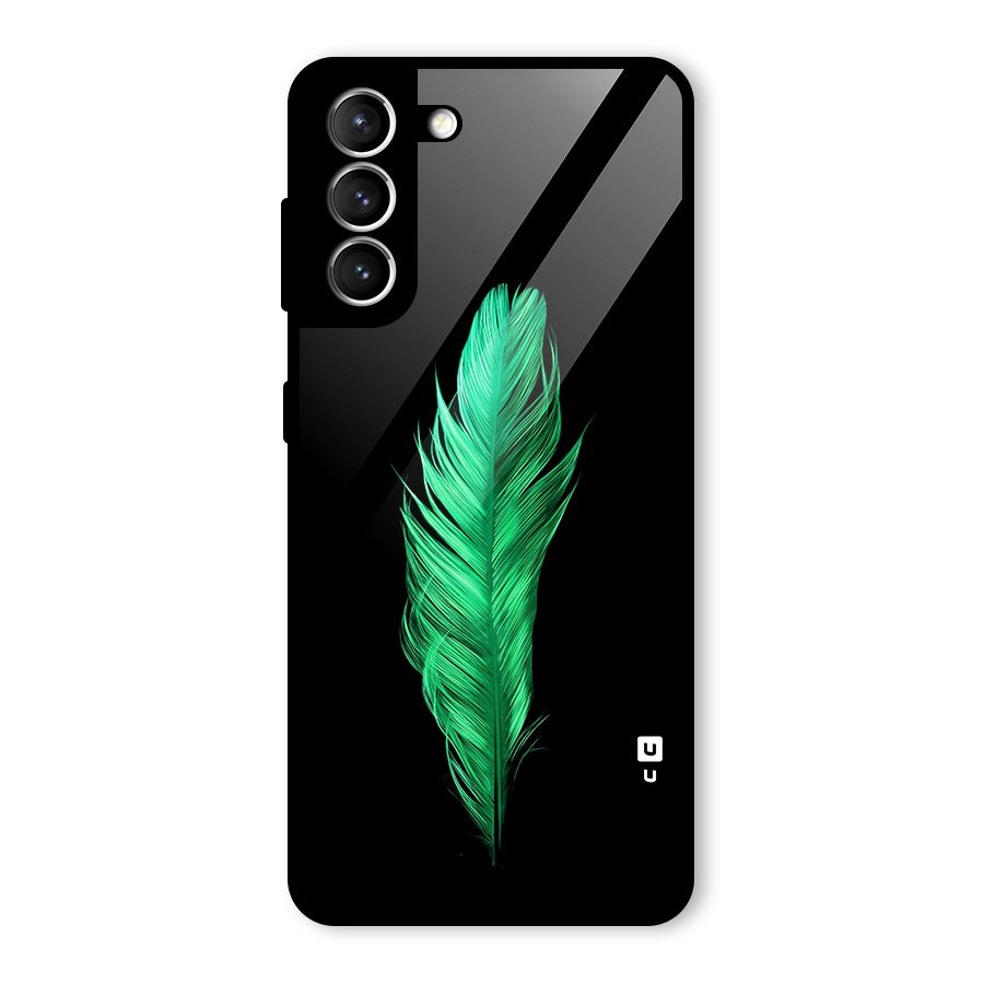 Beautiful Green Feather Glass Back Case for Galaxy S21 5G