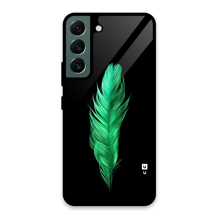 Beautiful Green Feather Glass Back Case for Galaxy S22 5G