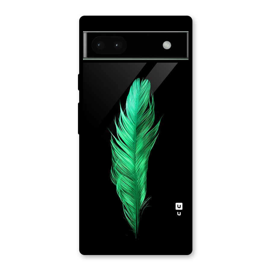 Beautiful Green Feather Glass Back Case for Google Pixel 6a