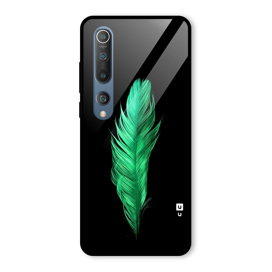 Beautiful Green Feather Glass Back Case for Mi 10