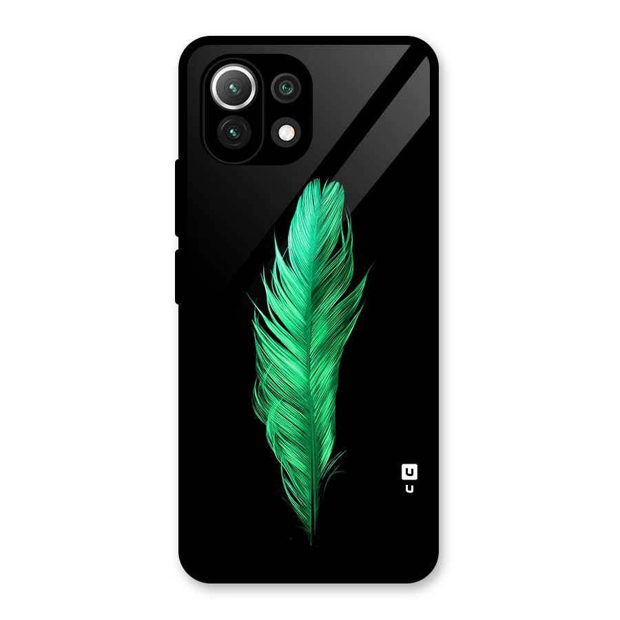 Beautiful Green Feather Glass Back Case for Mi 11 Lite