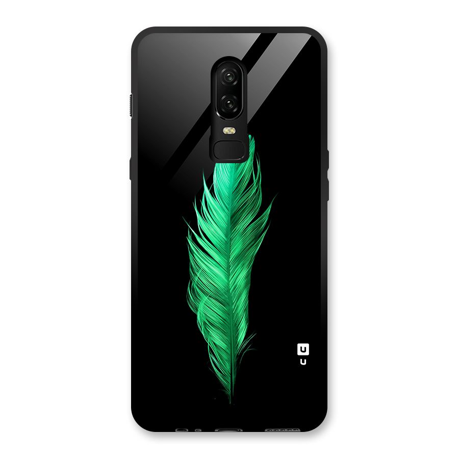 Beautiful Green Feather Glass Back Case for OnePlus 6