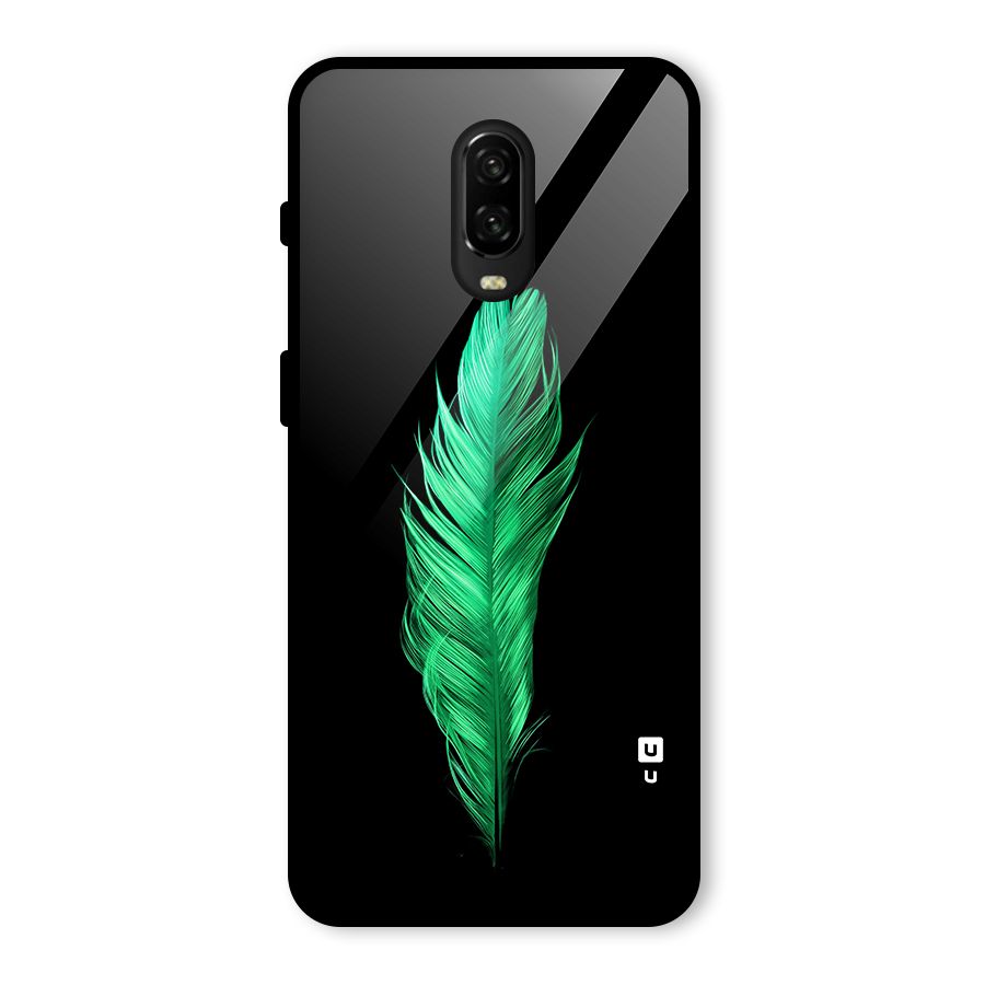 Beautiful Green Feather Glass Back Case for OnePlus 6T