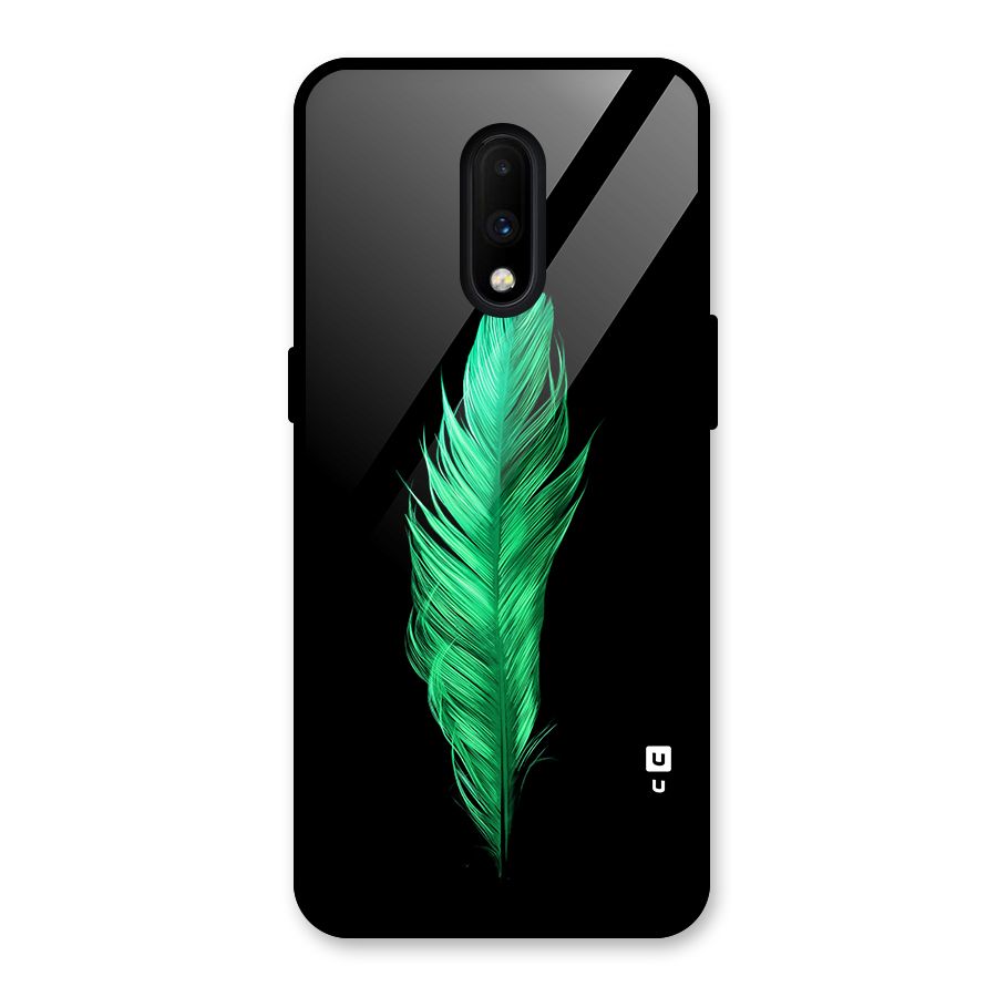 Beautiful Green Feather Glass Back Case for OnePlus 7