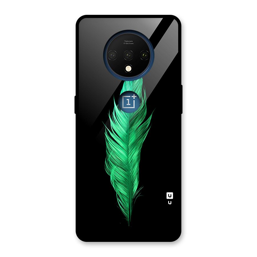 Beautiful Green Feather Glass Back Case for OnePlus 7T