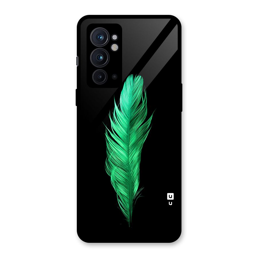 Beautiful Green Feather Glass Back Case for OnePlus 9RT 5G