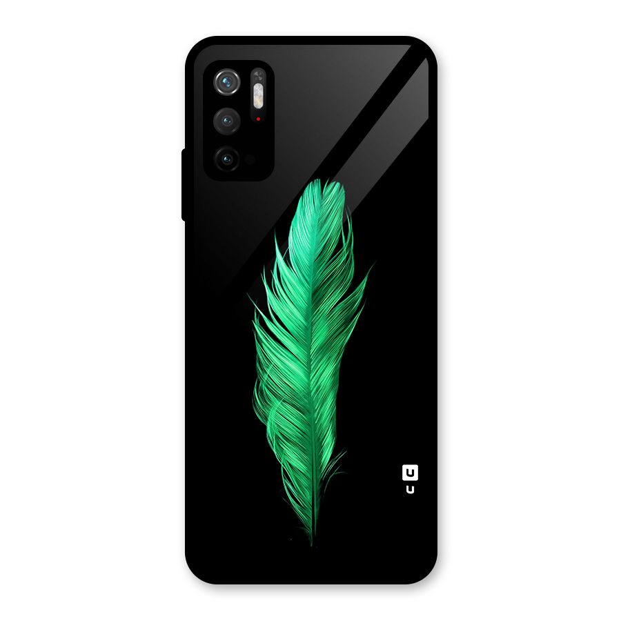 Beautiful Green Feather Glass Back Case for Poco M3 Pro 5G