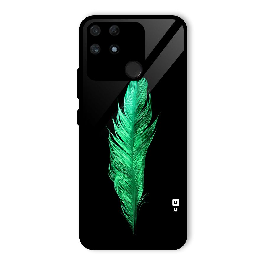 Beautiful Green Feather Glass Back Case for Realme Narzo 50A