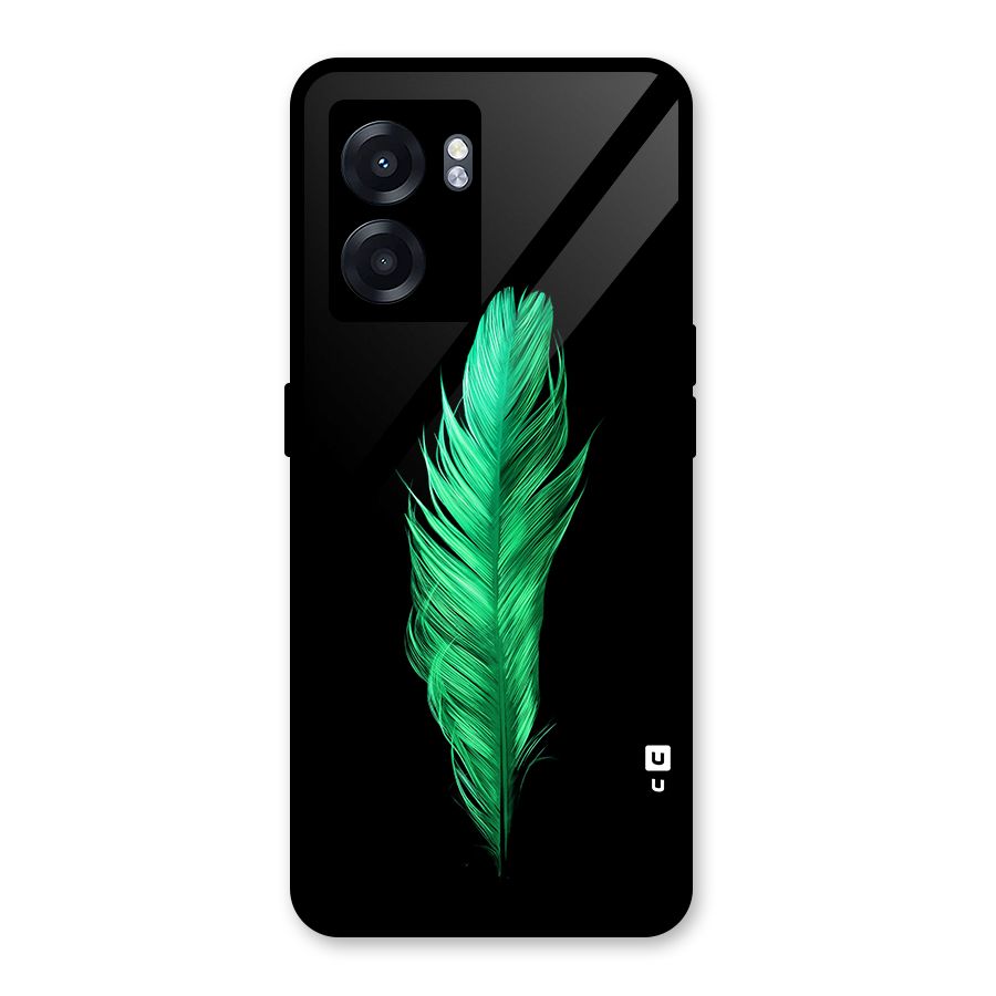 Beautiful Green Feather Glass Back Case for Realme Narzo 50 5G