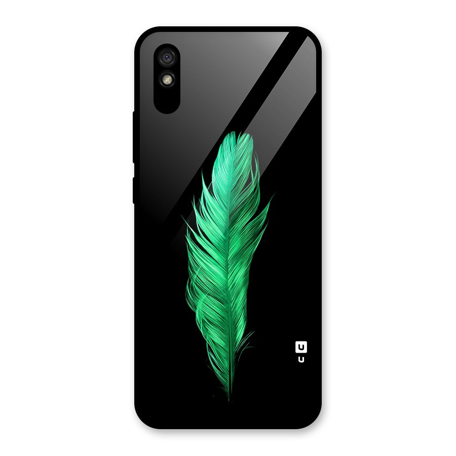 Beautiful Green Feather Glass Back Case for Redmi 9i