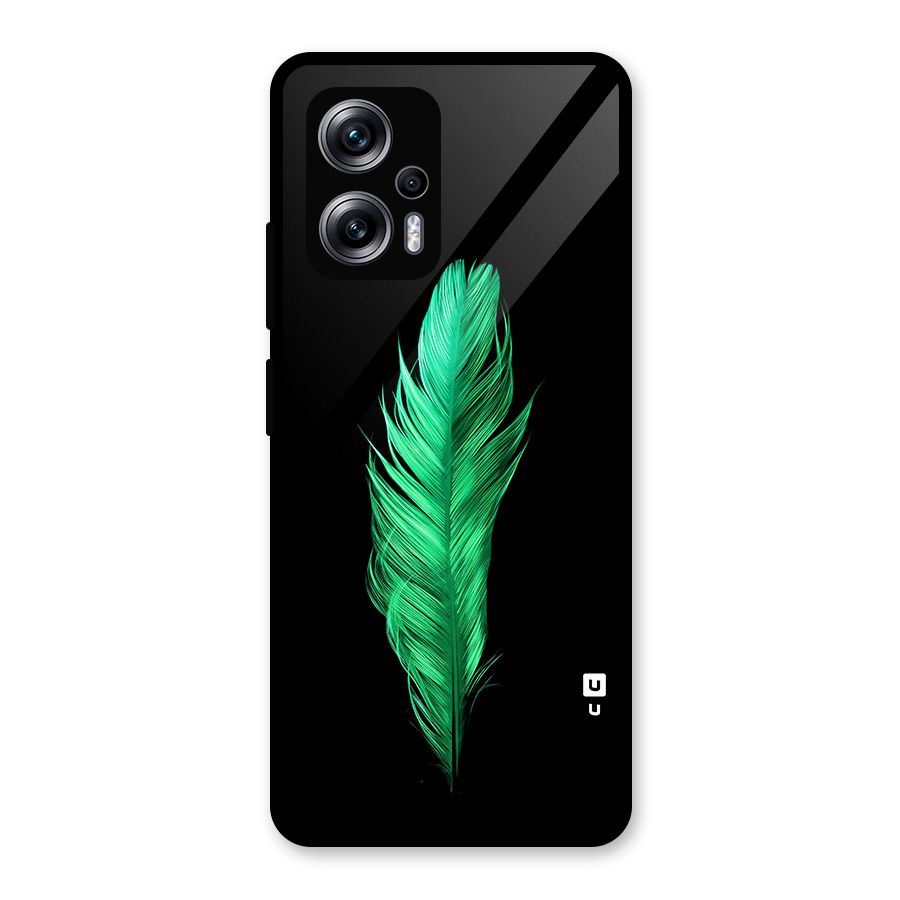 Beautiful Green Feather Glass Back Case for Redmi K50i