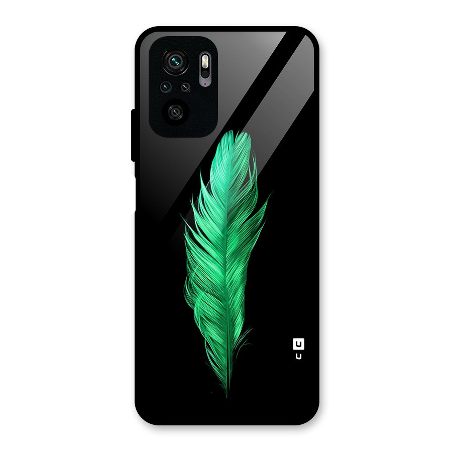 Beautiful Green Feather Glass Back Case for Redmi Note 10S
