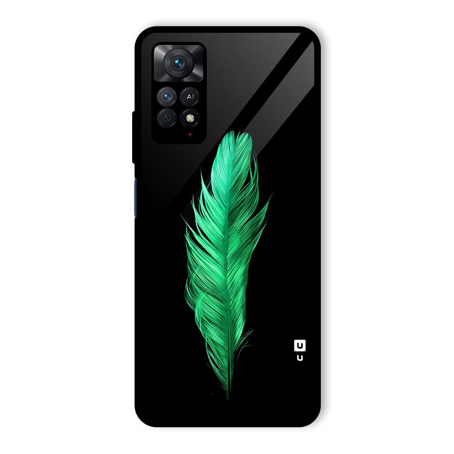 Beautiful Green Feather Glass Back Case for Redmi Note 11 Pro Plus 5G