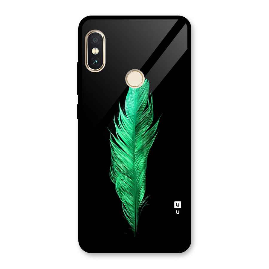 Beautiful Green Feather Glass Back Case for Redmi Note 5 Pro