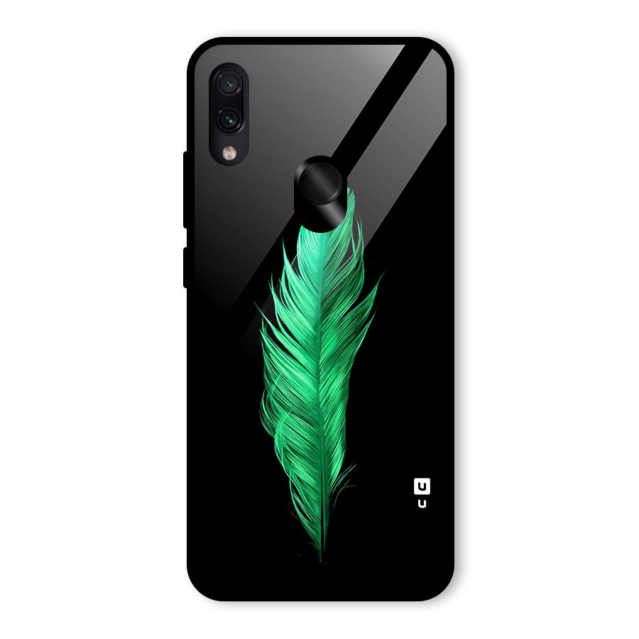 Beautiful Green Feather Glass Back Case for Redmi Note 7