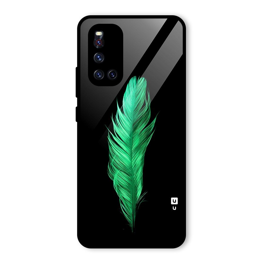 Beautiful Green Feather Glass Back Case for Vivo V19