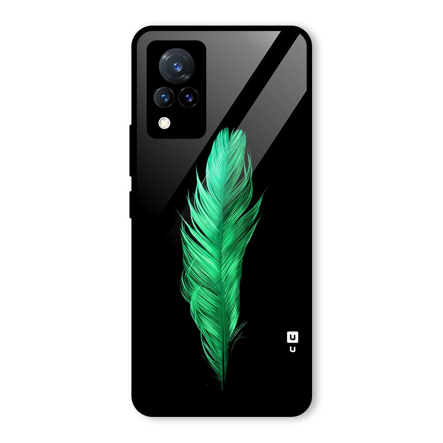 Beautiful Green Feather Glass Back Case for Vivo V21 5G