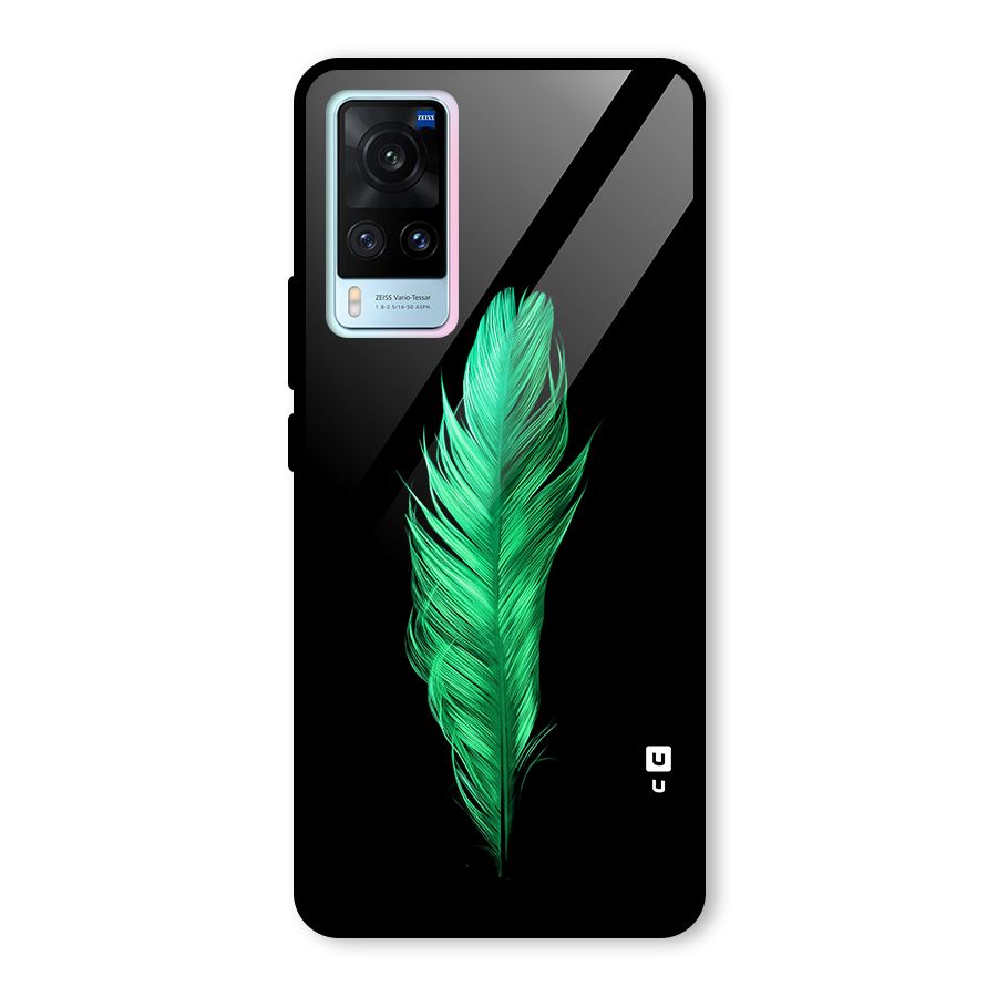 Beautiful Green Feather Glass Back Case for Vivo X60
