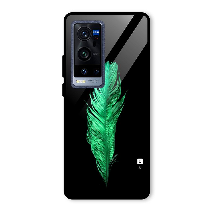 Beautiful Green Feather Glass Back Case for Vivo X60 Pro Plus