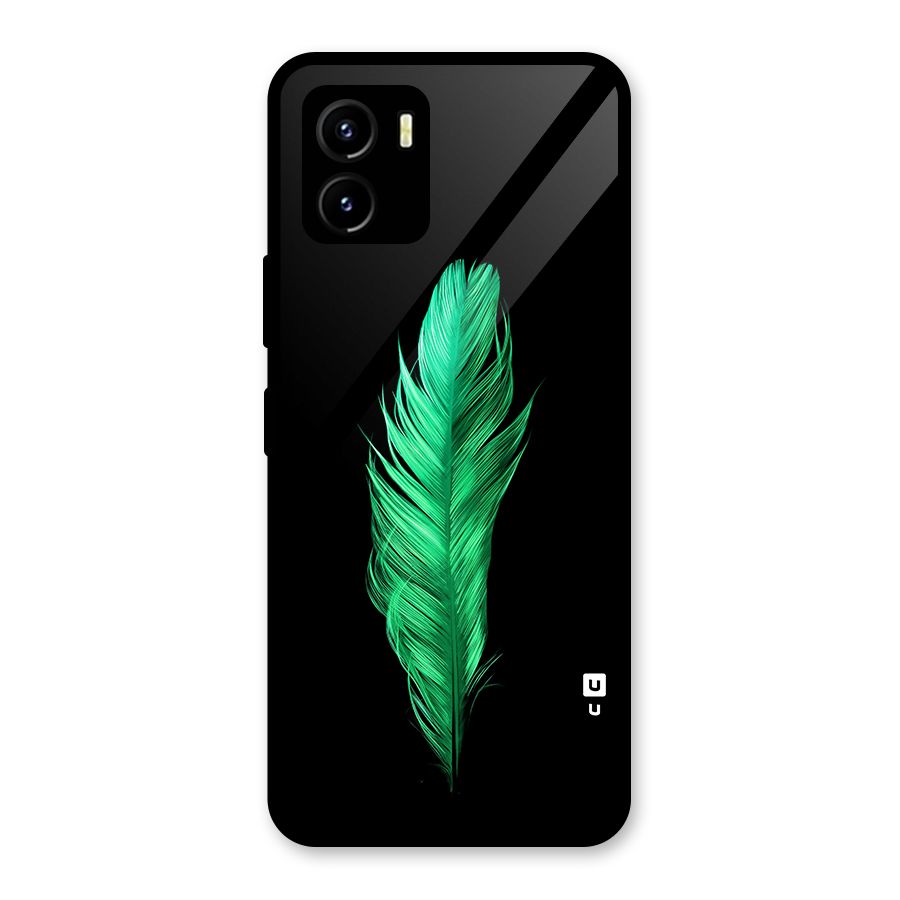 Beautiful Green Feather Glass Back Case for Vivo Y15s
