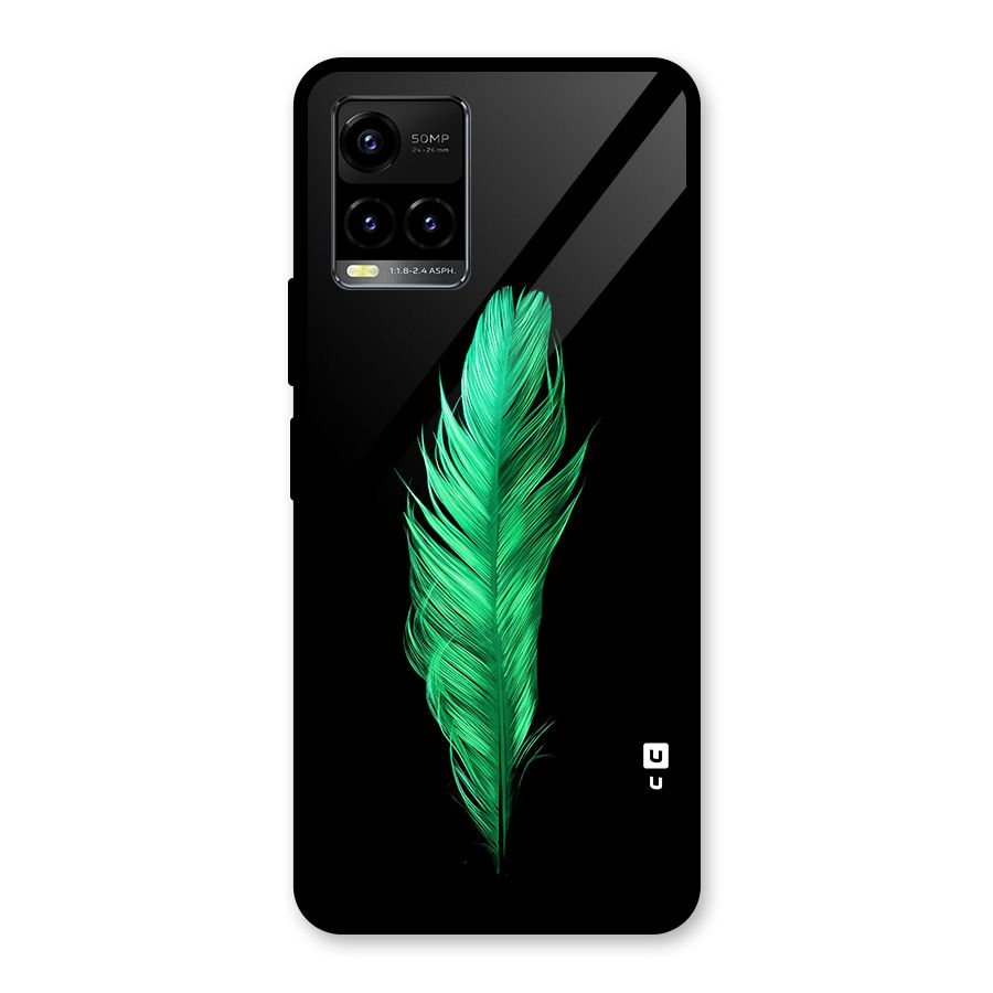 Beautiful Green Feather Glass Back Case for Vivo Y21T