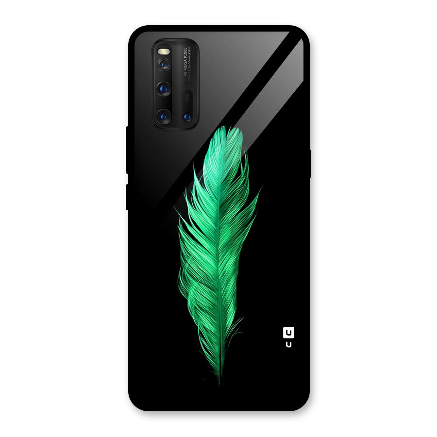 Beautiful Green Feather Glass Back Case for Vivo iQOO 3
