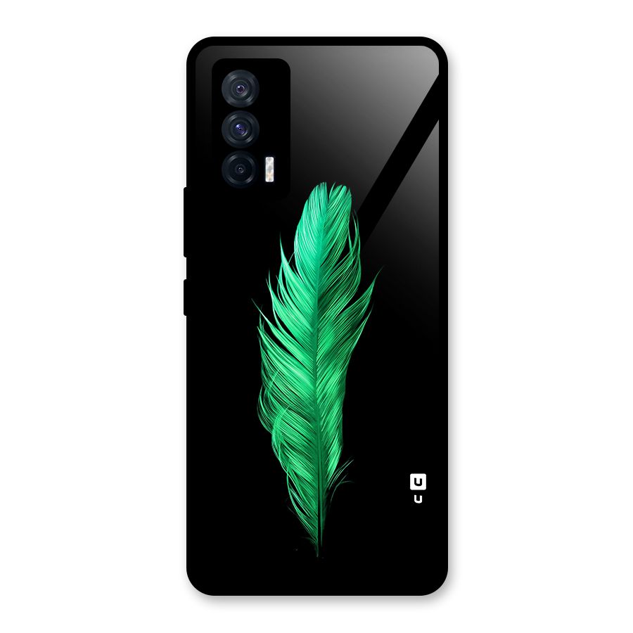 Beautiful Green Feather Glass Back Case for Vivo iQOO 7 5G