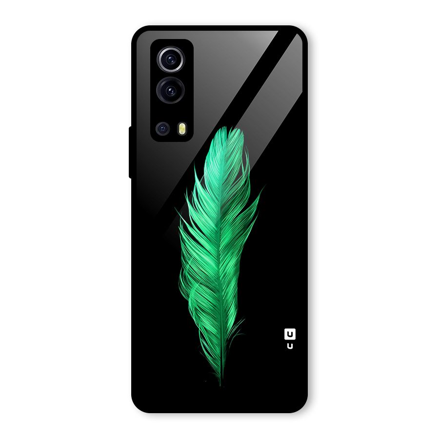 Beautiful Green Feather Glass Back Case for Vivo iQOO Z3
