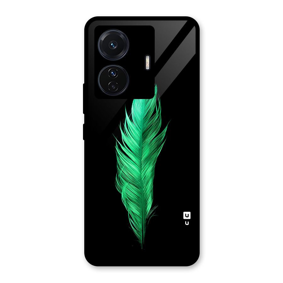 Beautiful Green Feather Glass Back Case for Vivo iQOO Z6 Pro