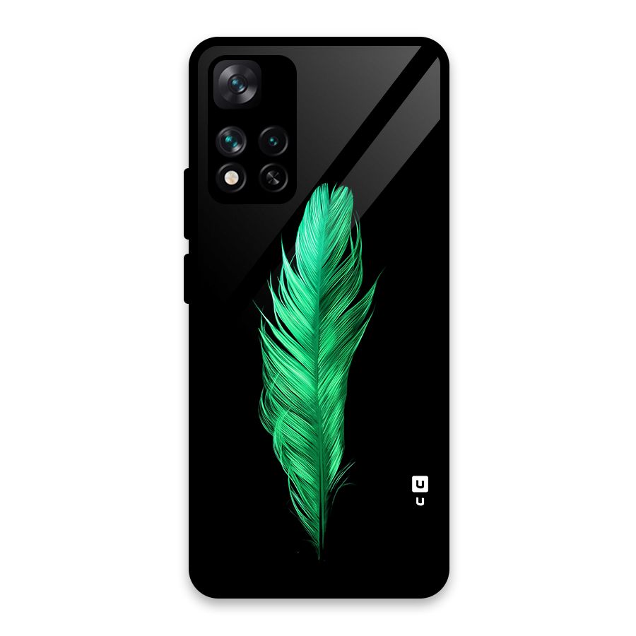 Beautiful Green Feather Glass Back Case for Xiaomi 11i HyperCharge 5G