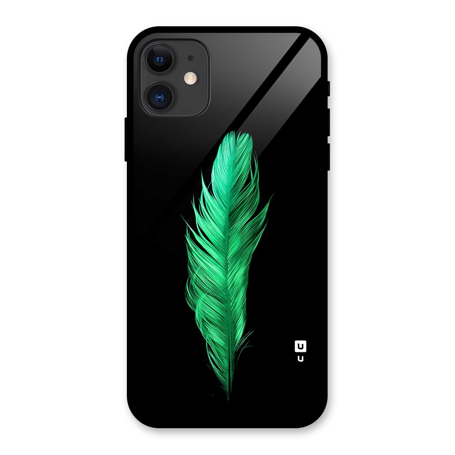 Beautiful Green Feather Glass Back Case for iPhone 11