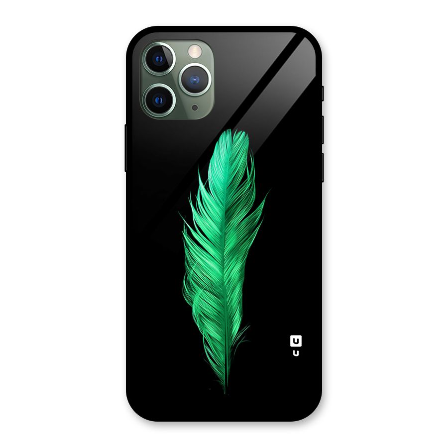 Beautiful Green Feather Glass Back Case for iPhone 11 Pro