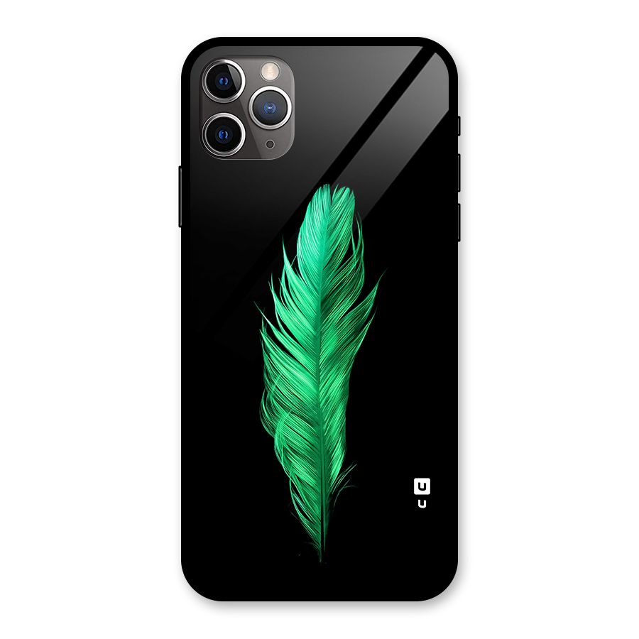 Beautiful Green Feather Glass Back Case for iPhone 11 Pro Max
