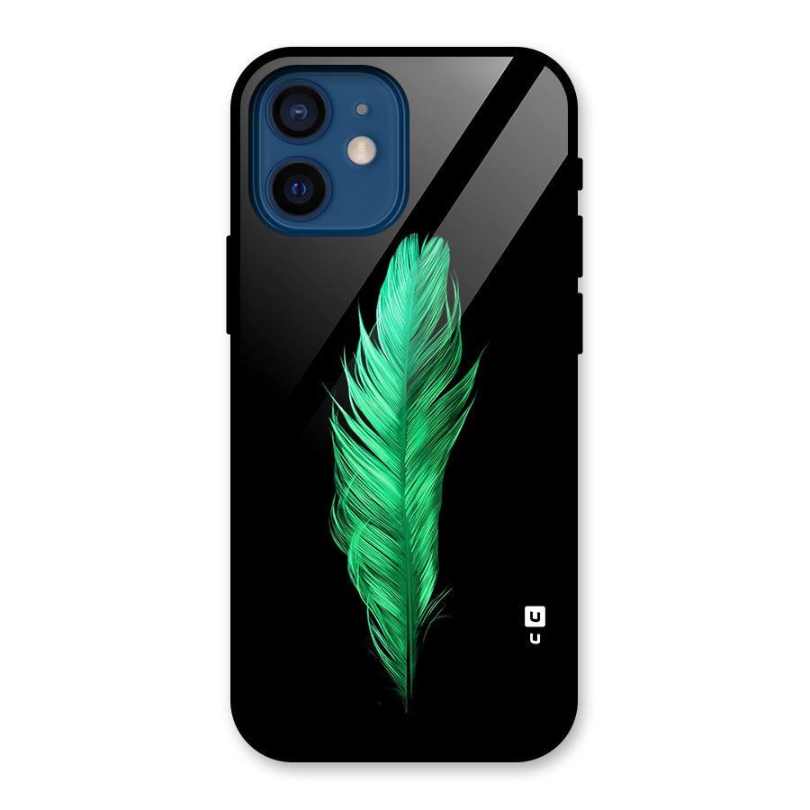 Beautiful Green Feather Glass Back Case for iPhone 12 Mini