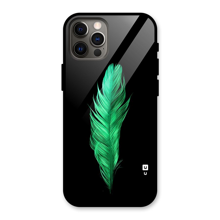 Beautiful Green Feather Glass Back Case for iPhone 12 Pro