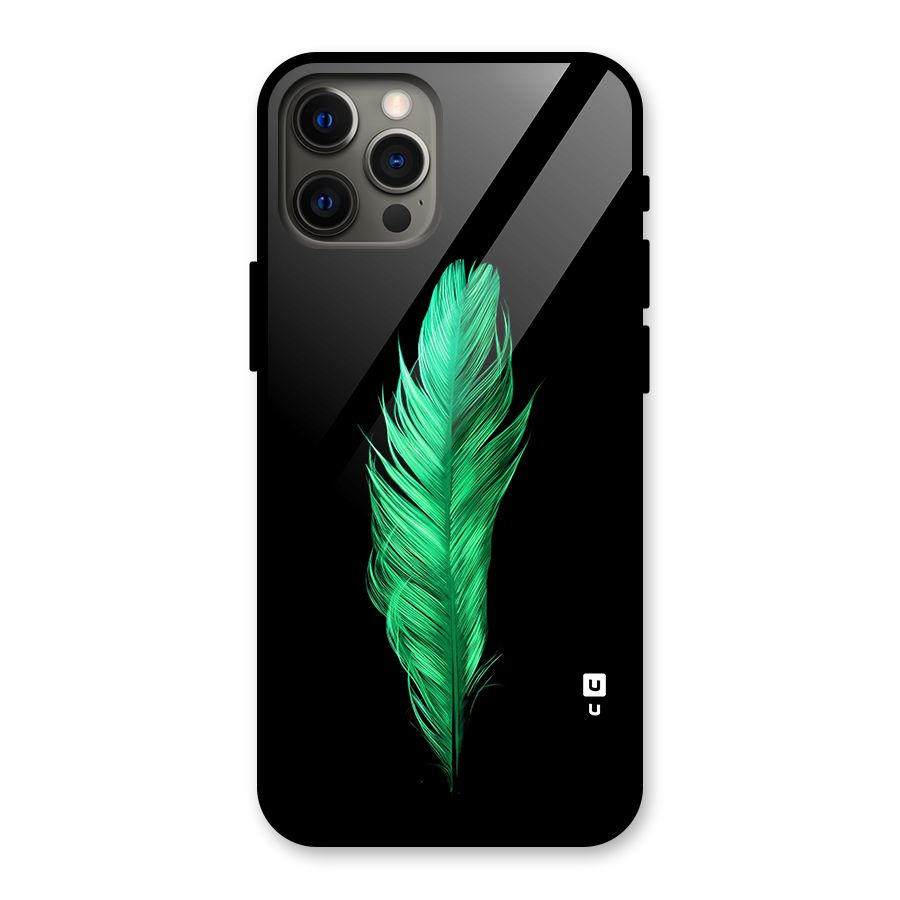 Beautiful Green Feather Glass Back Case for iPhone 12 Pro Max