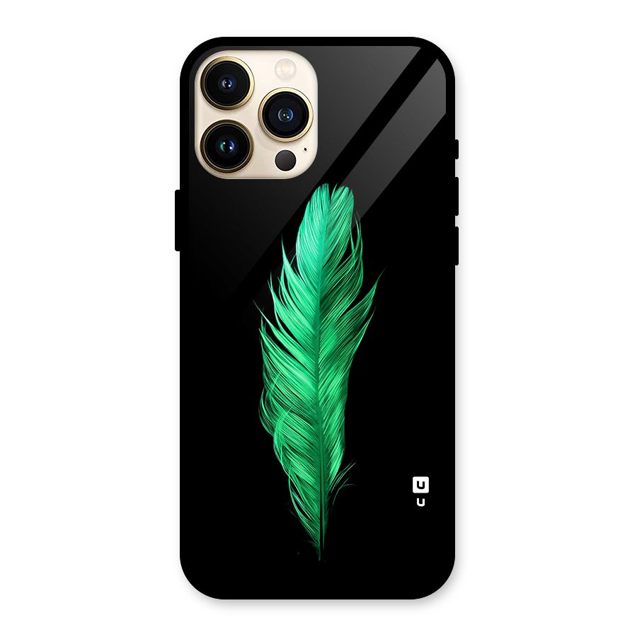Beautiful Green Feather Glass Back Case for iPhone 13 Pro Max